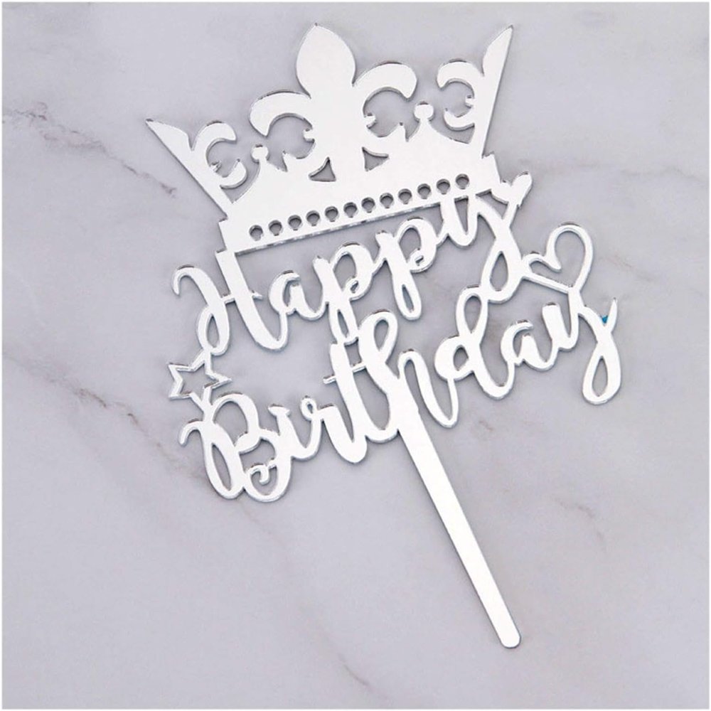 Cake Toppers, Acrylic Cupcake Decorations for Birthday, Wedding, Party, Gold, 50 Pieces