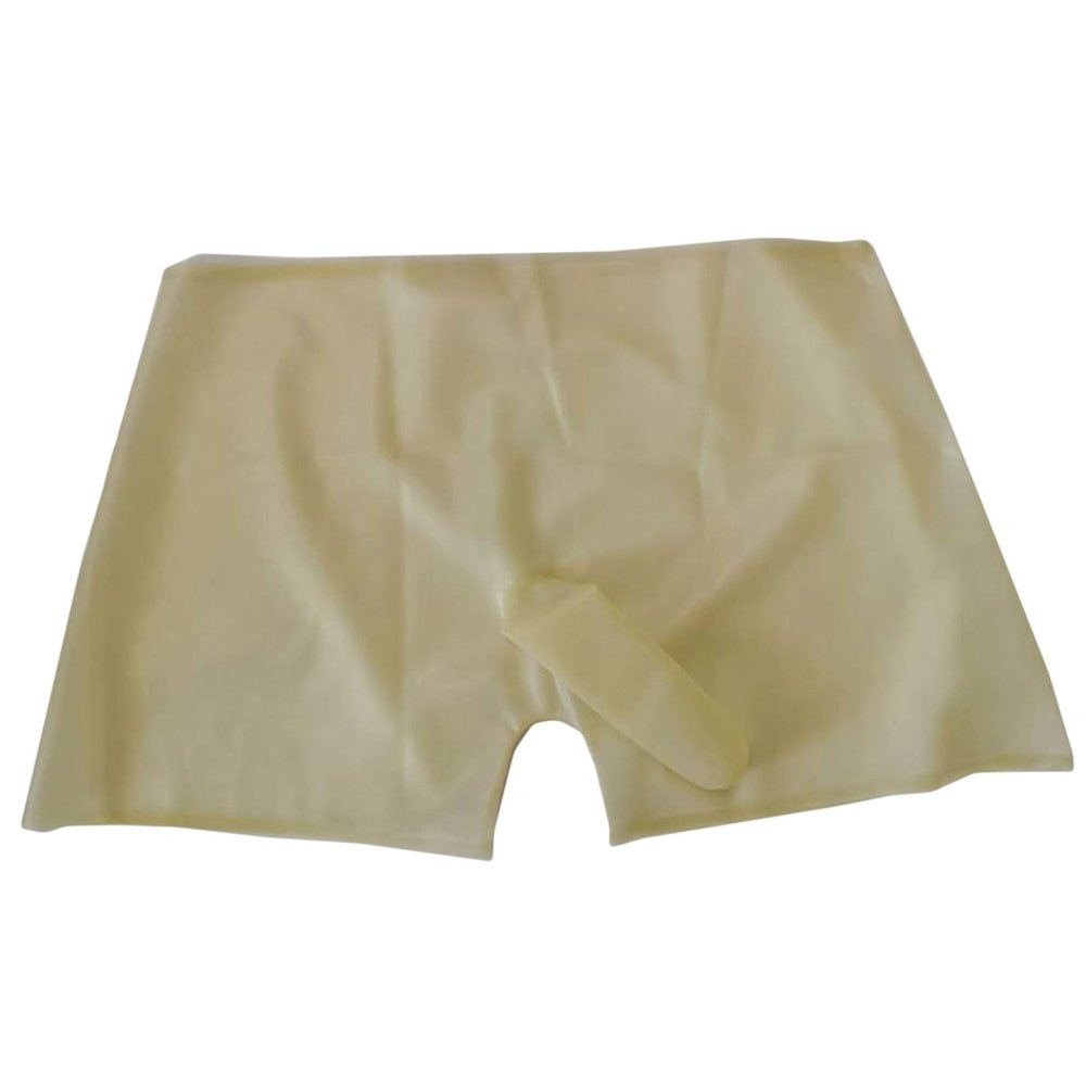 ERNZI Sexy Men's Transparent Latex Boxer Shorts with Condom, Multicolored, XXL