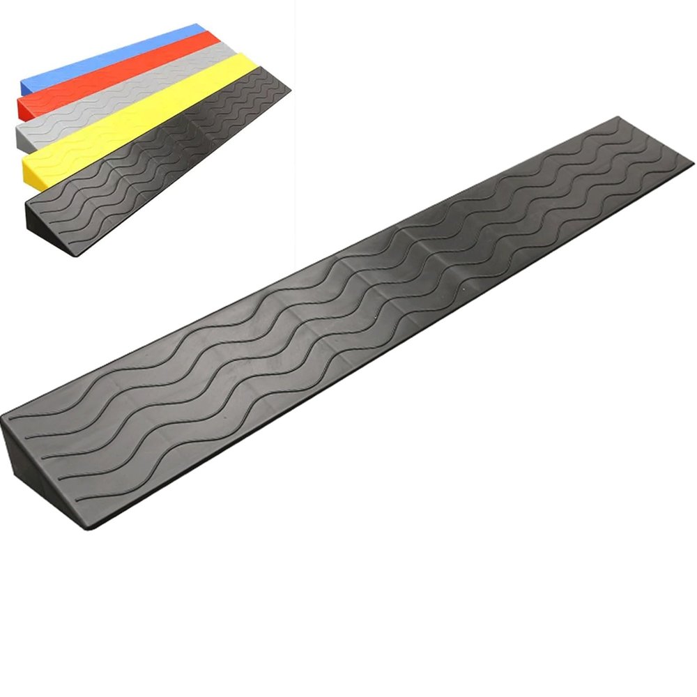 GODARM Wheelchair Curb Ramp, Plastic Threshold Ramp, Non-Slip Triangular Mat, Black, 99 × 16 × 7.5 cm