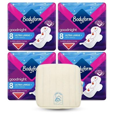 Bodyform Ultra Goodnight Pads with Wings, Heavy Flow, 48 Pads