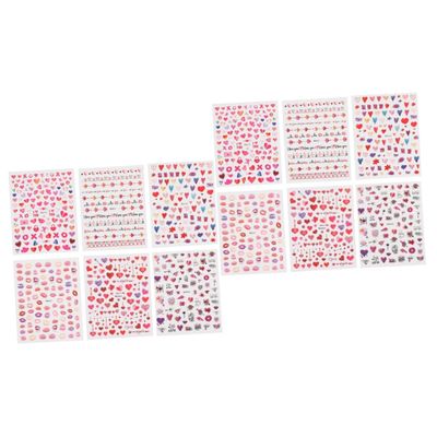 minkissy 12 Sheets Self-Adhesive Nail Stickers with Heart Design