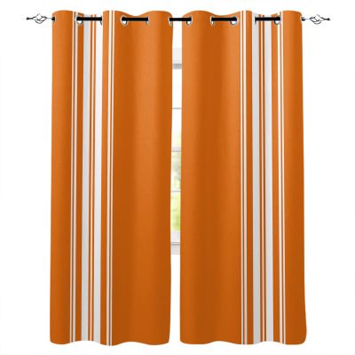 BOONGA Orange Stripe Blackout Curtains, Set of 2, Farmhouse Thermal-Insulated Curtains, 245 x 132 cm