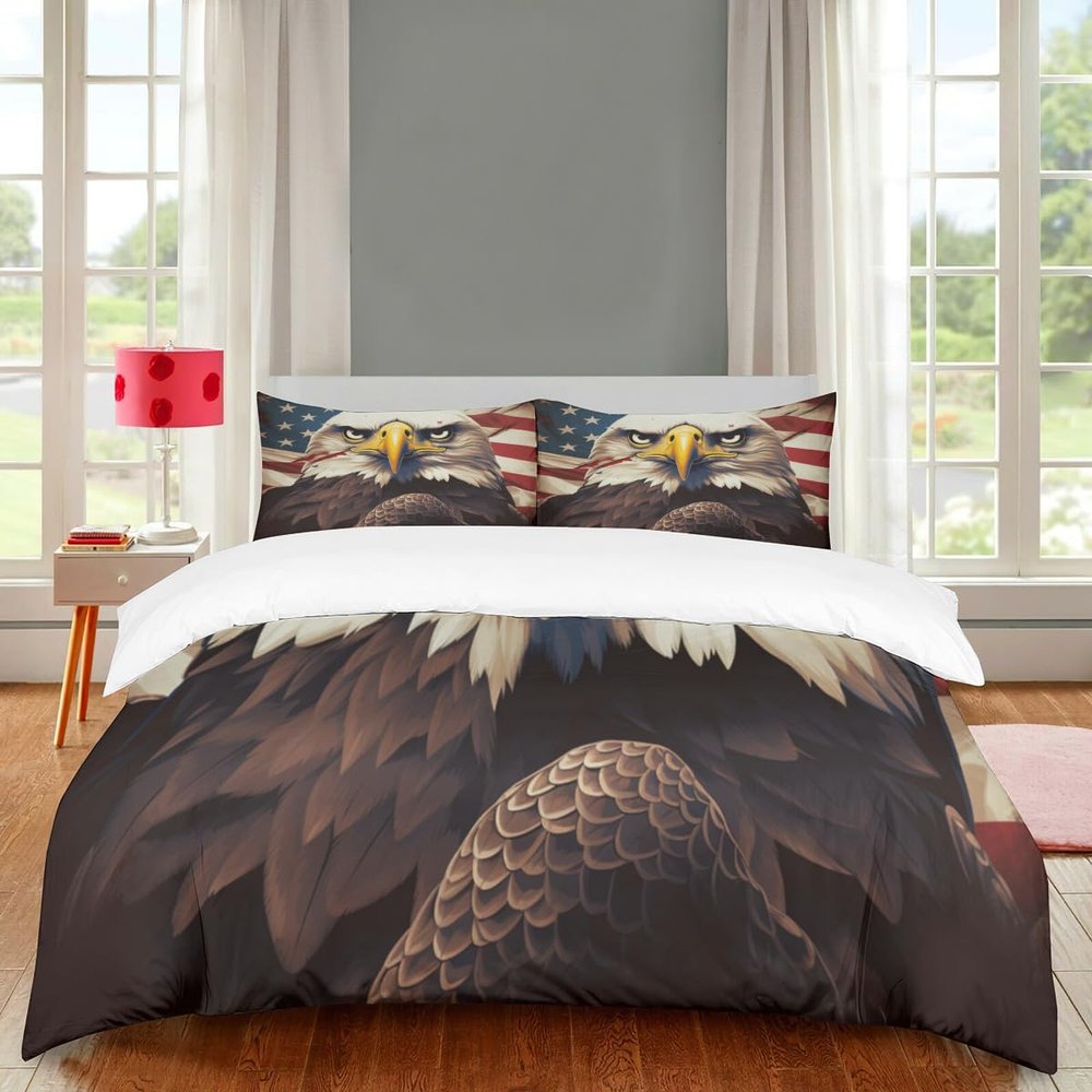 Eagle and Flag 3-Piece Duvet Cover Set | Various Sizes | Soft and Breathable