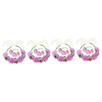 FRCOLOR 4-Piece Purple Floral Wreath Headbands