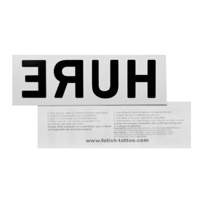 10 x “Whore” Tattoo – Black Lettering – Kinky Fetish Temporary Tattoo