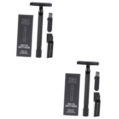 minkissy 2-Piece Old-Style Double-Edge Hand Razors for Beard and Hair Removal, with Storage Box and Brush, for Home and Travel