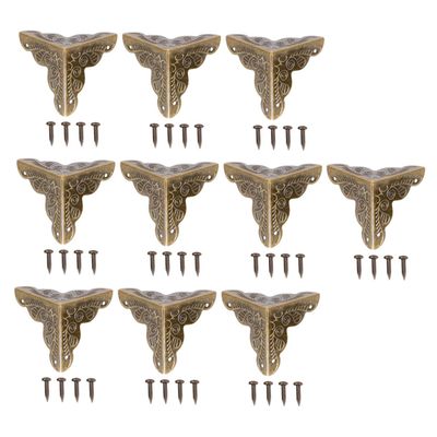 DOITOOL 80-Piece Antique Corner Protectors for Wooden Boxes, Antique Brown