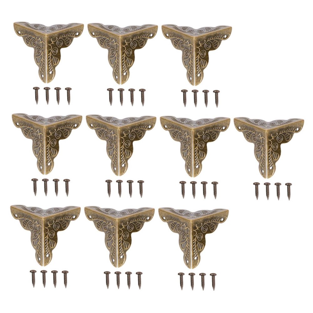 DOITOOL 80-Piece Antique Corner Protectors for Wooden Boxes, Antique Brown