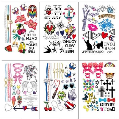 Dream Catcher Temporary Tattoo Sticker Set – Colorful Feather Designs