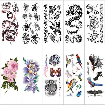 Long Strip Temporary Tattoo Stickers, Waterproof Water-Transfer Simulation Tattoos for Covering Scars