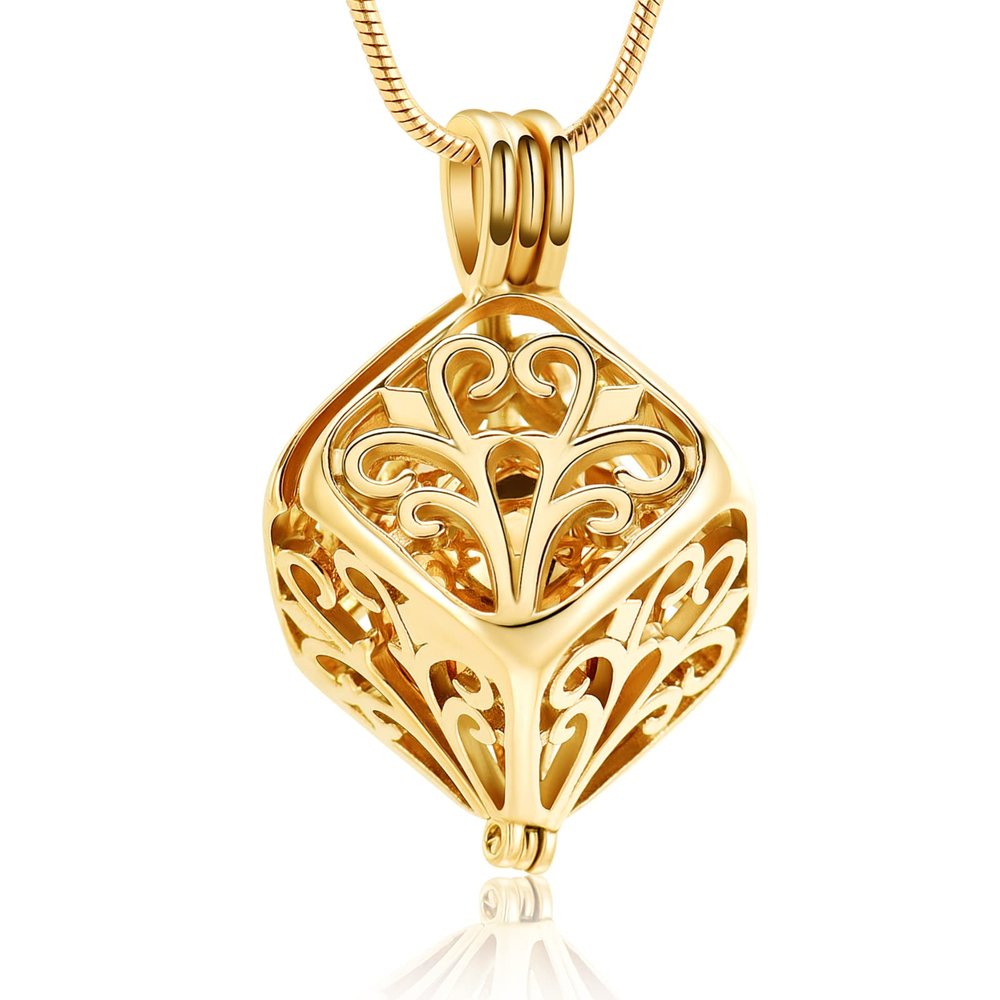 MYPOWER Cremation Ashes Urn Necklace, Hollow Square