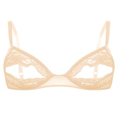 Manyakai Women's Open-Bust Transparent Lace Bra