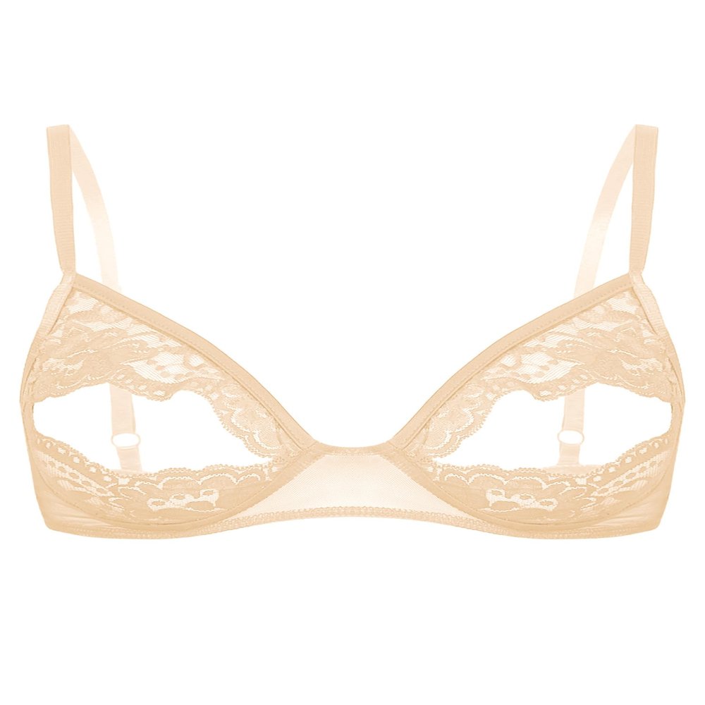 Manyakai Women's Open-Bust Transparent Lace Bra