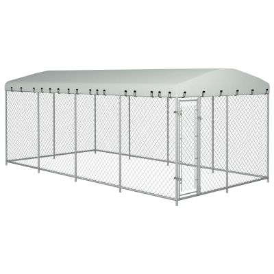 GuyAna Outdoor Dog Kennel with Roof, 8 x 4 x 2.3 m, Feandera Puppy Playpen and Dog Fence