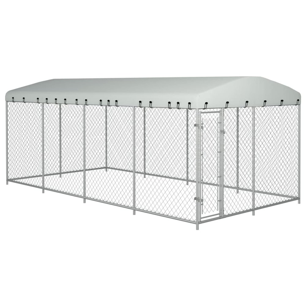 GuyAna Outdoor Dog Kennel with Roof, 8 x 4 x 2.3 m, Feandera Puppy Playpen and Dog Fence