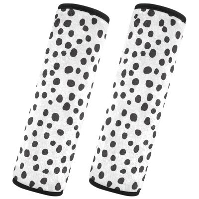 CHIFIGNO Seat Belt Pads, Black and White Polka Dot, 2-Pack, Universal, Size M