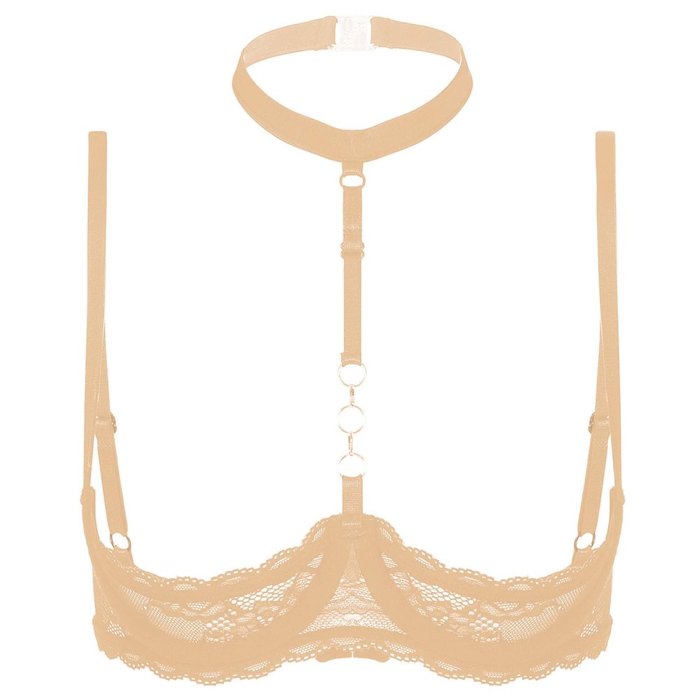 Agoky Women's Lace Open-Bust Bra, Sexy Ouvert Lingerie Bustier Top, Adjustable Straps, Sizes 4XL