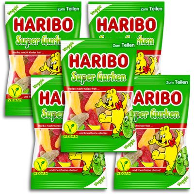 5-Pack HARIBO Super Gurken Veggie, 5 x 175 g