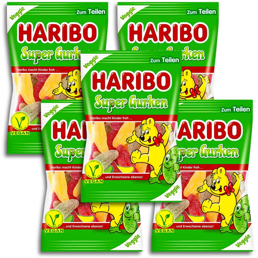 5-Pack HARIBO Super Gurken Veggie, 5 x 175 g