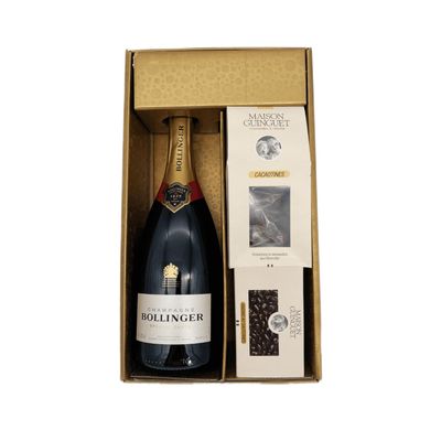 Gold Gift Box: Bollinger Brut Champagne, Cacaotines & Sauternes Grapes