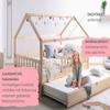 TiCAA Children's House Bed with Tulle Kim, Includes Extra Bed view 4