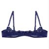 inhzoy Women's Lace Open-Bust Underwire Push-Up Bra, Navy Blue, B XL view 4