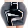 Black Skin-Tight Latex Skirt for Women, A-Line, Silver, M view 1
