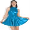 A-Line Metallic Mini Dress, Sleeveless, Flared, Green, 4XL view 3
