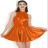 A-Line Metallic Mini Dress, Sleeveless, Flared, Green, 4XL view 4