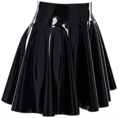 Handmade Black Latex Mini Skirt, Sexy Summer Dancewear, Dark Purple, L
