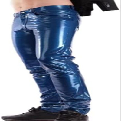 GOCTRN Men's Latex Jeans, Latex Pants with Pockets, Black, 3XL