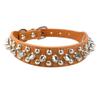 PU Leather Dog Collar with Studs, Adjustable (Brown, 16-22 cm) view 1