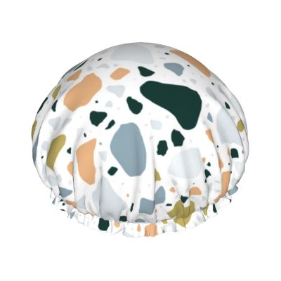 Colorful Rocks Shower Cap, Sleep Cap, Double-Layer, Waterproof, Elastic, Reusable Hair Cap