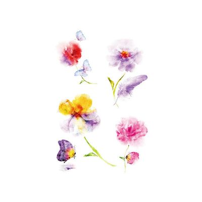 6-Piece Colorful Flower Temporary Tattoos for C-Section Scar Coverage