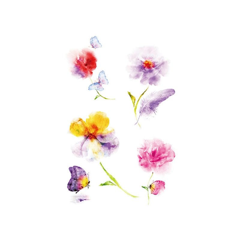 6-Piece Colorful Flower Temporary Tattoos for C-Section Scar Coverage