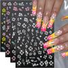 8 Sheets 3D Colorful Hibiscus Flower Nail Stickers view 1