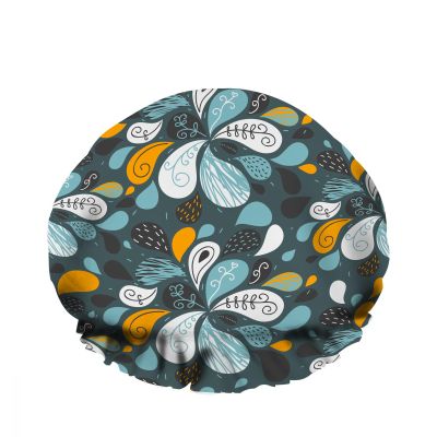 Double-Layer Waterproof Floral Shower Cap for Women