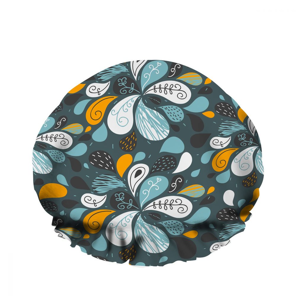 Double-Layer Waterproof Floral Shower Cap for Women