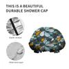Double-Layer Waterproof Floral Shower Cap for Women view 4
