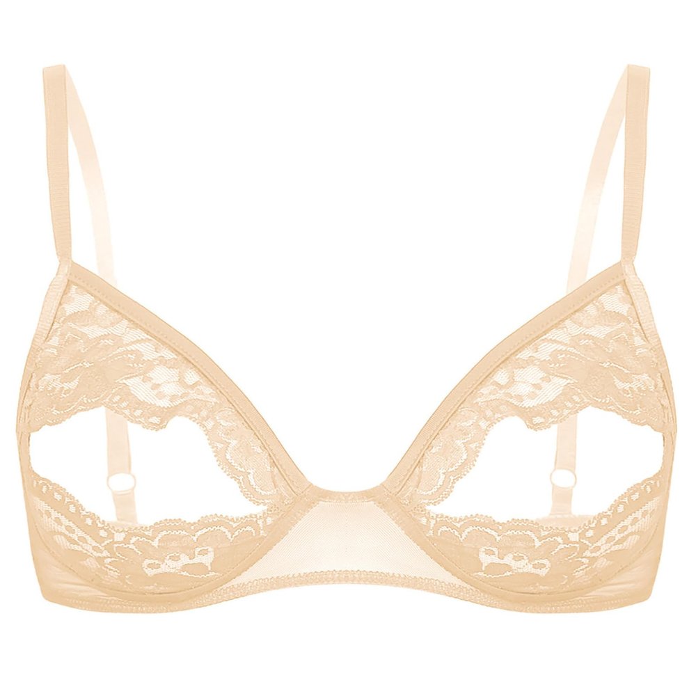 Choomomo Women's Lace Open-Bust Bra, Sheer Lingerie