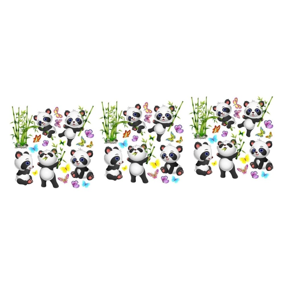 Toyvian 3-Piece Panda Wall Stickers, Creative Animal Wall Decals for Children's Rooms, Self-Adhesive Decorative Stickers for Nurseries and Living Rooms