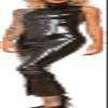 GOCTRN Black Sleeveless Latex Dress with Front Zippers and Back Slit, High Collar, Figure-Hugging, 3XL view 2