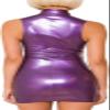 Metallic Purple Sexy Fishtail Latex Dress with Long Sleeves, Split Rubber Dress, Figure-Hugging Playsuit, Color Optional, M view 2