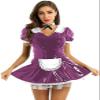 PVC French Maid Costume, Short Sleeve, Silver, 4XL view 2