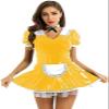 PVC French Maid Costume, Short Sleeve, Silver, 4XL view 3
