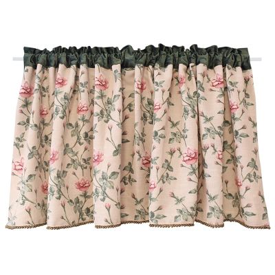 Linen-Textured Curtain Valance for Kitchen, Semi-Sheer, Farmhouse Style, Rod Pocket, Beige, 130 x 20 cm
