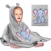 Yosemy Baby Hooded Towel, 100% Cotton Bath Poncho, OEKO-TEX, Soft and Highly Absorbent, Ages 0–3, Elephant view 1