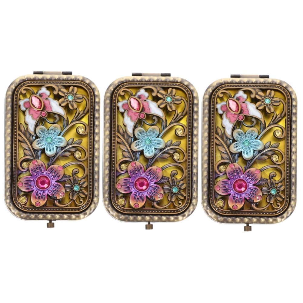 FOMIYES 3-Piece Antique Double-Sided Folding Cosmetic Mirror Set