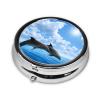 Square Metal Pill Case with Two Dolphins, 3 Compartments view 2
