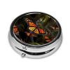 Monarch Butterfly Round Metal Pill Case with 3 Compartments view 2